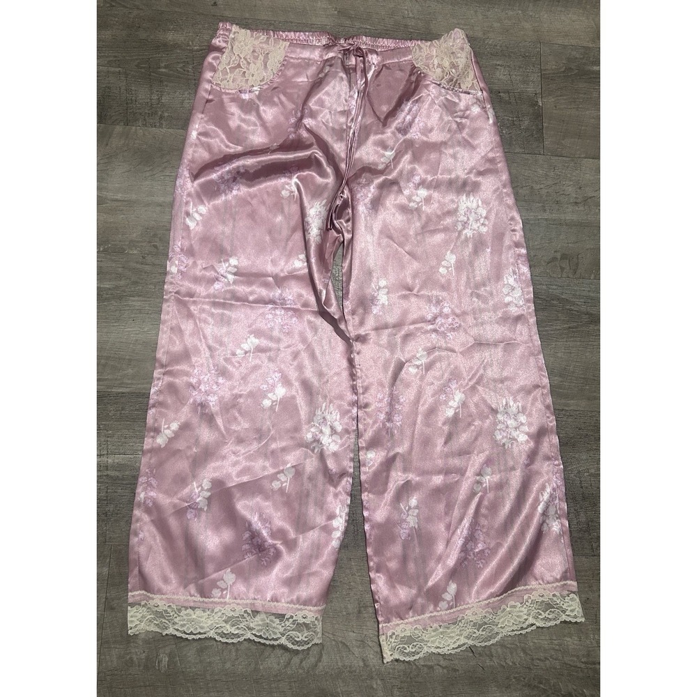 New Kenzie Pink‎ Floral Lace Women's Medium Pj Pajamas Pants Flowers